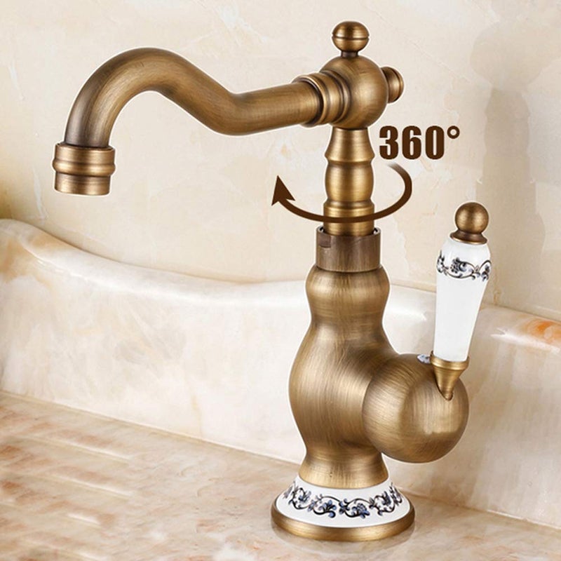 Lightinthebox Antique Bar/Prep Deck Mounted Rotatable with Ceramic Valve Single Handle One Hole for Antique Brass Kitchen Faucet - Image 2